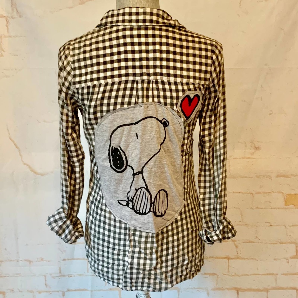 Upcycled SO Brand Flannel With Snoopy